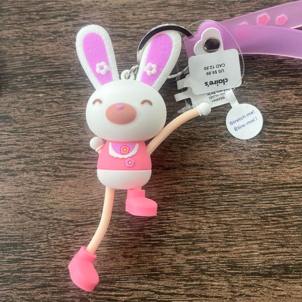 Stretchy Bunny Keychain Bag Charm - Picture 2 of 6
